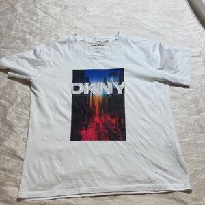 DKNY White Tee with Vibrant Graphic